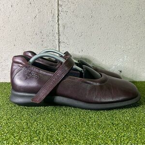 Ecco Oxblood Mary Jane Leather Flats Shoes Women’s 9